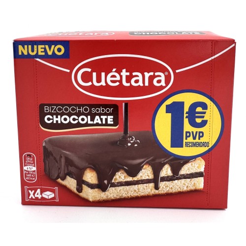 CUETARA BIZCOCHO CHOCOLATE X4 112G